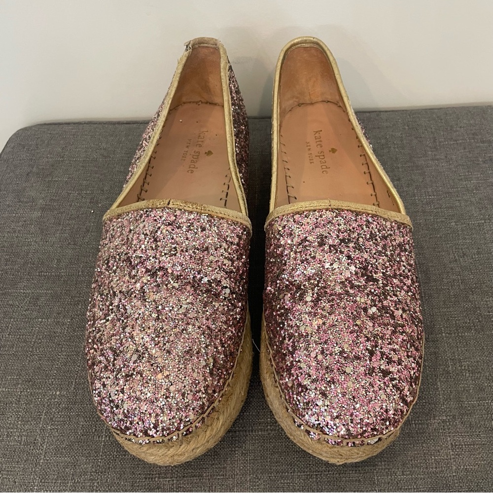 KATE SPADE Linds Too Glitter Leather Espadrille - Size 8 - Picture 2 of 12